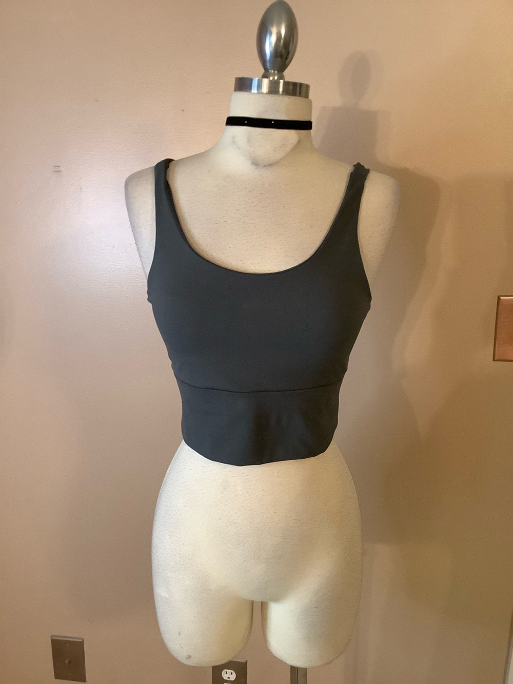 X By Gottex Dark Gray Longline Sports Bra Size Small 4/6 Pickleball Athleisure